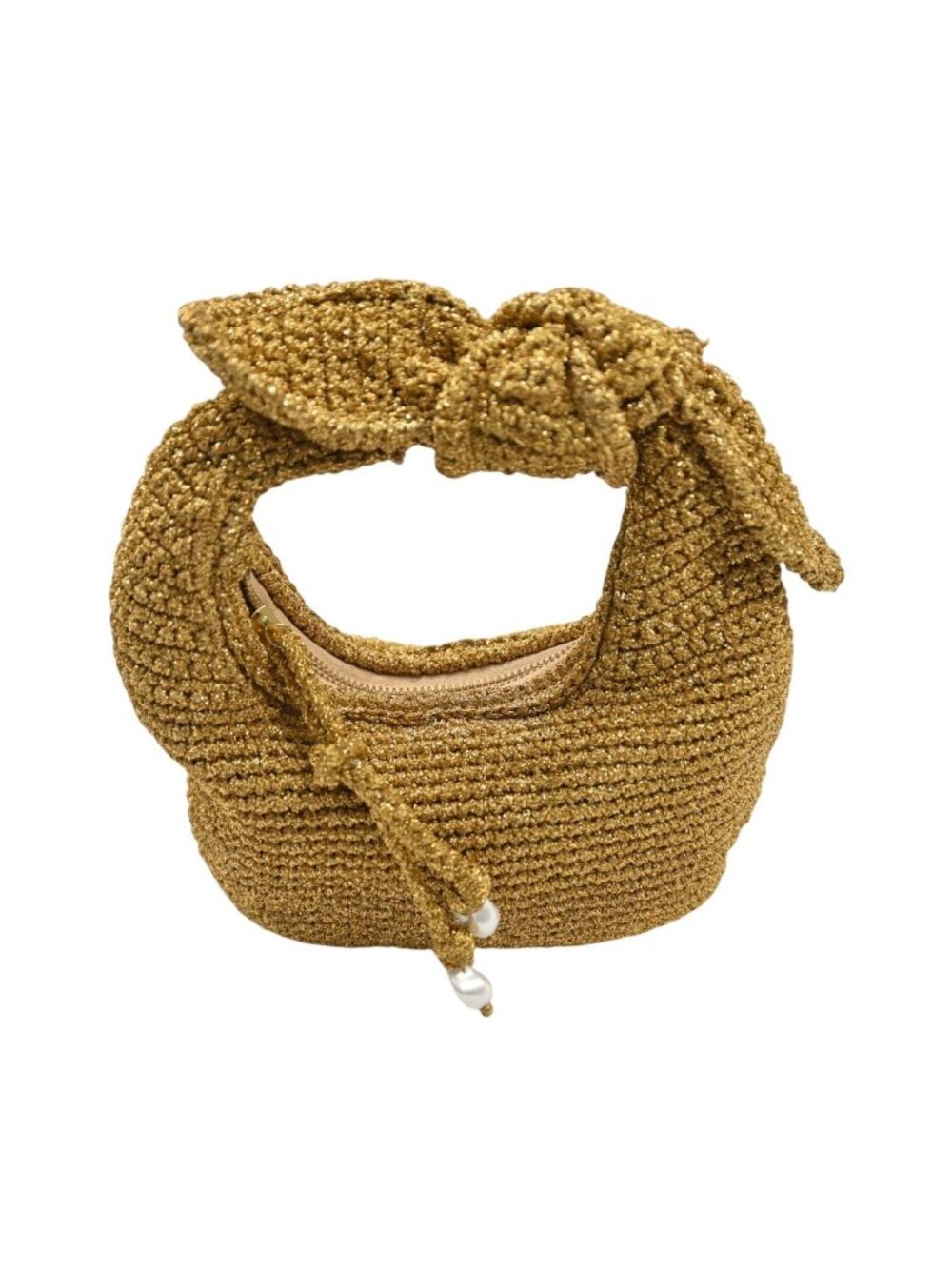 Poolside The Josie Knot Top Handle Bag in Disco Gold Lurex